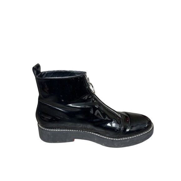 Zara Patent Leather Y2K Combat Boots Size 40 9.5 US Zip Grunge Goth Rock Black - Picture 6 of 10